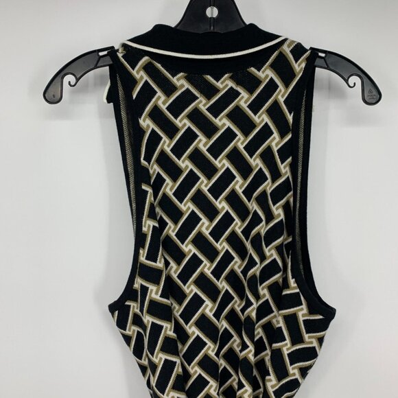 DVF Target Wrap Dress Collared Sleeveless Sweater Midi Black - Picture 10 of 12